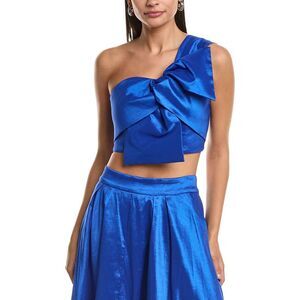 Milly Womens  Laney Bow Cropped Top, Blue